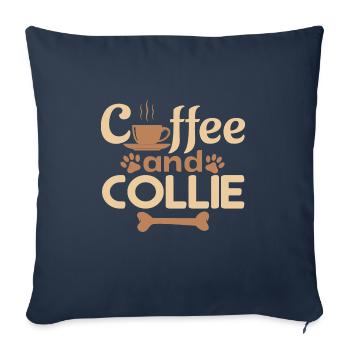 Amoureux des animaux de compagnie Coffe et Collie - Housse de coussin décorative 45 x 45 cm - bleu marine - Devant
