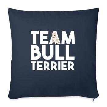 Chien Bull Terrier - Housse de coussin décorative 45 x 45 cm - bleu marine - Devant