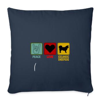 Icelandic Island Dog Dog Shirt - Peace Love - Sofa pillowcase 17,3'' x 17,3'' (45 x 45 cm) - navy - Front