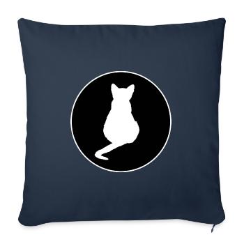 Chat Chat Noir Silhouettes de chat - Housse de coussin décorative 45 x 45 cm - bleu marine - Devant