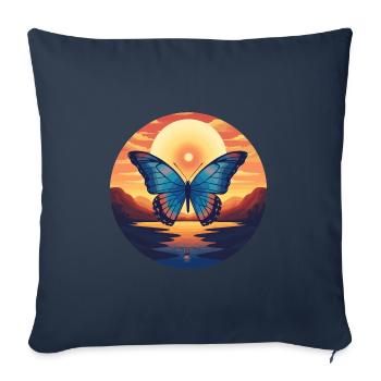 Morpho Papillon Bleu - Housse de coussin décorative 45 x 45 cm - bleu marine - Devant