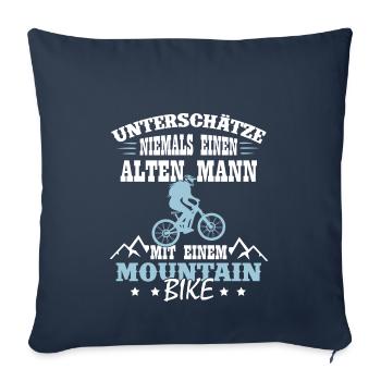 Mountainbike Downhill Bikepark MTB Fully Motiv - Sofakissenbezug 45 x 45 cm - Navy - Vorne