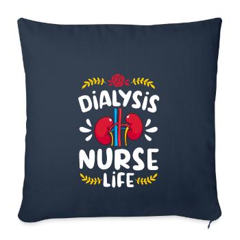 Infirmière en dialyse Néphrologie Soins de dialyse - Housse de coussin décorative 45 x 45 cm - bleu marine - Devant