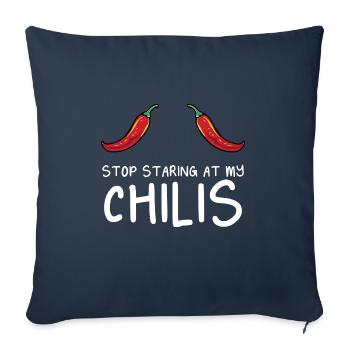 Drôle Arrête de regarder mes piments chauds épicés rouge - Housse de coussin décorative 45 x 45 cm - bleu marine - Devant