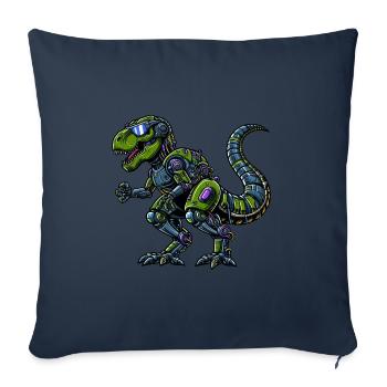 T-Rex Cyborg, dinosaure futuriste - Housse de coussin décorative 45 x 45 cm - bleu marine - Devant