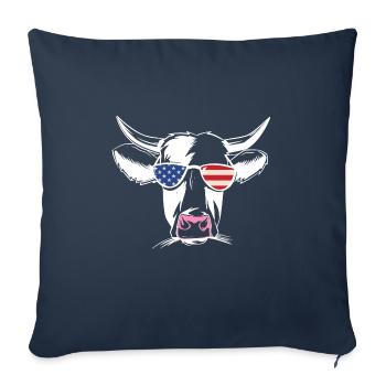 America cow with sunglasses July 4 US Farm com - Sofa pillowcase 17,3'' x 17,3'' (45 x 45 cm) - navy - Front