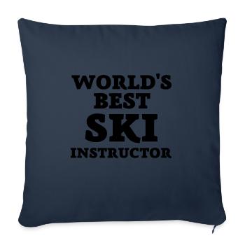 Meilleur moniteur de ski au monde - Housse de coussin décorative 45 x 45 cm - bleu marine - Devant