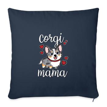 Merle Corgi bleu - Housse de coussin décorative 45 x 45 cm - bleu marine - Devant