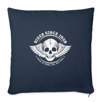 Motard depuis 1959 - 66 ans de pure passion pour les motards - Housse de coussin décorative 45 x 45 cm - bleu marine - Devant