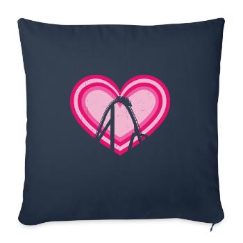 Parc à thème Vacances Retro Vintage Heart Roller Coa - Housse de coussin décorative 45 x 45 cm - bleu marine - Devant