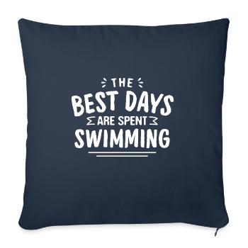 Les meilleurs jours sont passés à nager Nageur d'été - Housse de coussin décorative 45 x 45 cm - bleu marine - Devant