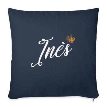 Ines Nom personnalisé pour les femmes Enfants Tout-petits - Ines - Housse de coussin décorative 45 x 45 cm - bleu marine - Devant