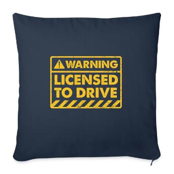 Avertissement permis de conduire - permis de conduire - nouveau - Housse de coussin décorative 45 x 45 cm - bleu marine - Devant