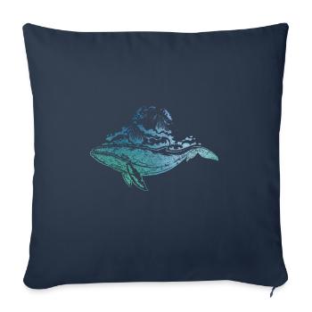 Baleine et eau - Housse de coussin décorative 45 x 45 cm - bleu marine - Devant