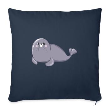 Phoque - Housse de coussin décorative 45 x 45 cm - bleu marine - Devant