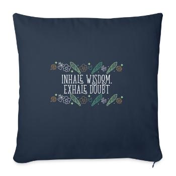 Inspirez Sagesse Expirez Doute Sauge Guérison Smudge - Housse de coussin décorative 45 x 45 cm - bleu marine - Devant