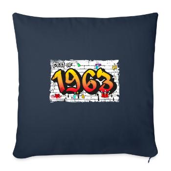 Graffiti rétro de 1963 – 62 ans d’Iconic Edge - Housse de coussin décorative 45 x 45 cm - bleu marine - Devant