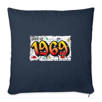 Retro vibes 1969 Graffiti – 56 ans d’audace - Housse de coussin décorative 45 x 45 cm - bleu marine - Devant