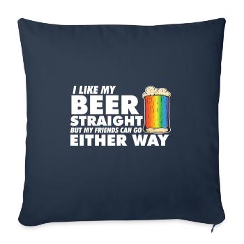 LGBT fier allié J’aime ma bière Straight Rainbow - Housse de coussin décorative 45 x 45 cm - bleu marine - Devant