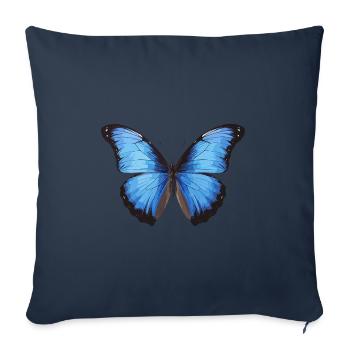 Morpho Papillon Bleu - Housse de coussin décorative 45 x 45 cm - bleu marine - Devant