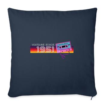 Rétro Vintage 1951 Nostalgique Anniversaire Hommes Femmes - Housse de coussin décorative 45 x 45 cm - bleu marine - Devant