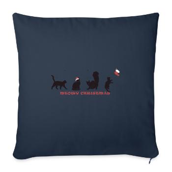 Meowy Christmas - Cute Kitty in Santa Hat - Sofa pillowcase 17,3'' x 17,3'' (45 x 45 cm) - navy - Front