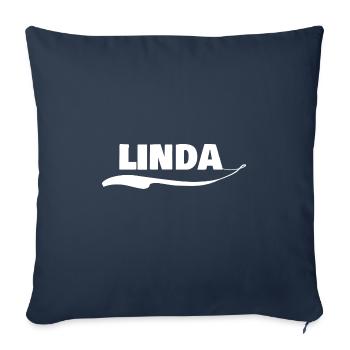 Badge nominatif linda - Housse de coussin décorative 45 x 45 cm - bleu marine - Devant
