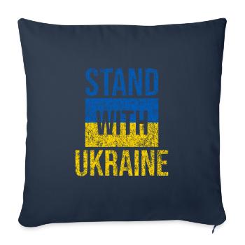 Stand avec ukraine grunge - Housse de coussin décorative 45 x 45 cm - bleu marine - Devant