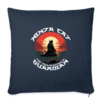 Ninja Black Cat in Front of Red sun - Sofa pillowcase 17,3'' x 17,3'' (45 x 45 cm) - navy - Front