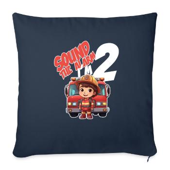 Kids Firefighter 2 Year Old Birthday Boy Theme - Sofa pillowcase 17,3'' x 17,3'' (45 x 45 cm) - navy - Front