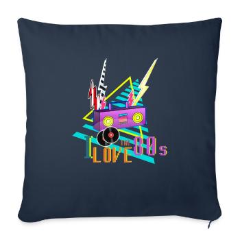 J'adore les années 80 j'aime la fête des années 80 stéréo - Housse de coussin décorative 45 x 45 cm - bleu marine - Devant