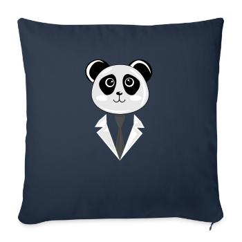 Panda dans un cadeau de costume - Housse de coussin décorative 45 x 45 cm - bleu marine - Devant