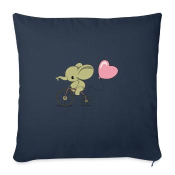 Éléphant à vélo - Housse de coussin décorative 45 x 45 cm - bleu marine - Devant