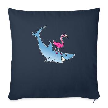 Flamingo shark surfing beach summer cartoon gift - Sofa pillowcase 17,3'' x 17,3'' (45 x 45 cm) - navy - Front