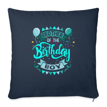 Frère du garçon d'anniversaire - Housse de coussin décorative 45 x 45 cm - bleu marine - Devant