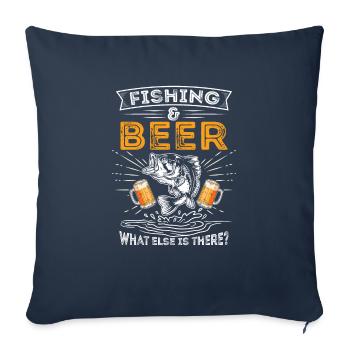 Fishing & Beer what else is there ? - Housse de coussin décorative 45 x 45 cm - bleu marine - Devant