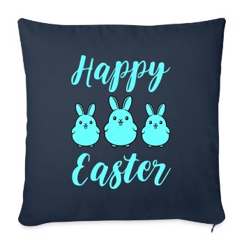 Joyeux lapins de Pâques - Housse de coussin décorative 45 x 45 cm - bleu marine - Devant