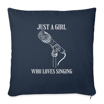 Musique Fille musicienne femme chanteuse microphone - Housse de coussin décorative 45 x 45 cm - bleu marine - Devant