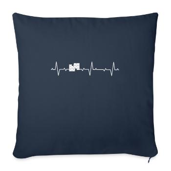 Bricklayer craftsman construction site construction worker heartbeat - Sofa pillowcase 17,3'' x 17,3'' (45 x 45 cm) - navy - Front