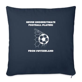 Fan de foot Joueur de foot Suisse Joueur de foot - Housse de coussin décorative 45 x 45 cm - bleu marine - Devant
