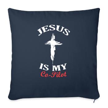 Jesus Ist Mein Co-Pilot Freund Kreuzheiliger - Sofakissenbezug 45 x 45 cm - Navy - Vorne