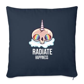 Rayonnant de bonheur Rainbow Hippies Skull Bones - Housse de coussin décorative 45 x 45 cm - bleu marine - Devant