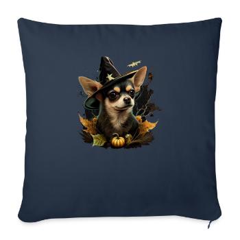 Chihuahua Costume d'Halloween - Citrouille - Housse de coussin décorative 45 x 45 cm - bleu marine - Devant