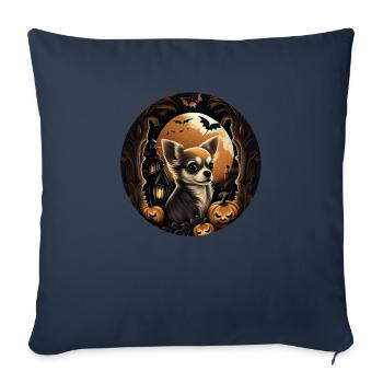 Chihuahua Costume d'Halloween - Citrouille - Housse de coussin décorative 45 x 45 cm - bleu marine - Devant