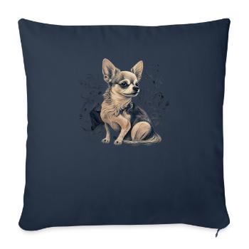 Chihuahua | Maman Chien Drôle Mignon Beau Motif - Housse de coussin décorative 45 x 45 cm - bleu marine - Devant
