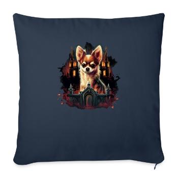Chihuahua Costume d'Halloween - Citrouille - Housse de coussin décorative 45 x 45 cm - bleu marine - Devant