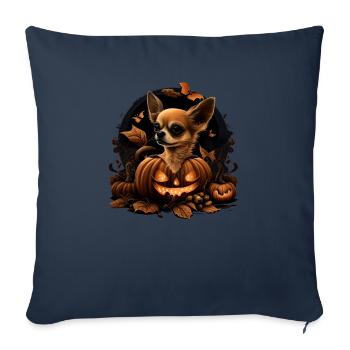 Chihuahua Costume d'Halloween - Citrouille - Housse de coussin décorative 45 x 45 cm - bleu marine - Devant