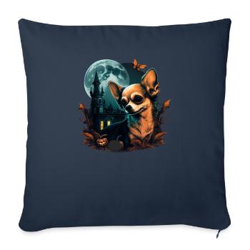 Chihuahua Costume d'Halloween - Citrouille - Housse de coussin décorative 45 x 45 cm - bleu marine - Devant