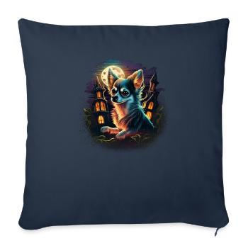 Chihuahua Costume d'Halloween - Citrouille - Housse de coussin décorative 45 x 45 cm - bleu marine - Devant