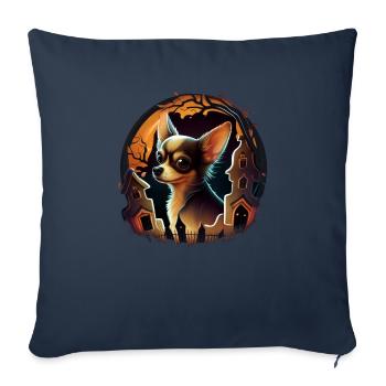 Chihuahua Costume d'Halloween - Citrouille - Housse de coussin décorative 45 x 45 cm - bleu marine - Devant